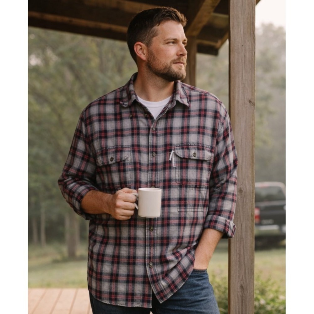 Carhartt Mens Western Americana Fort Plaid Flannel Button Up Shirt XL Lumberjack